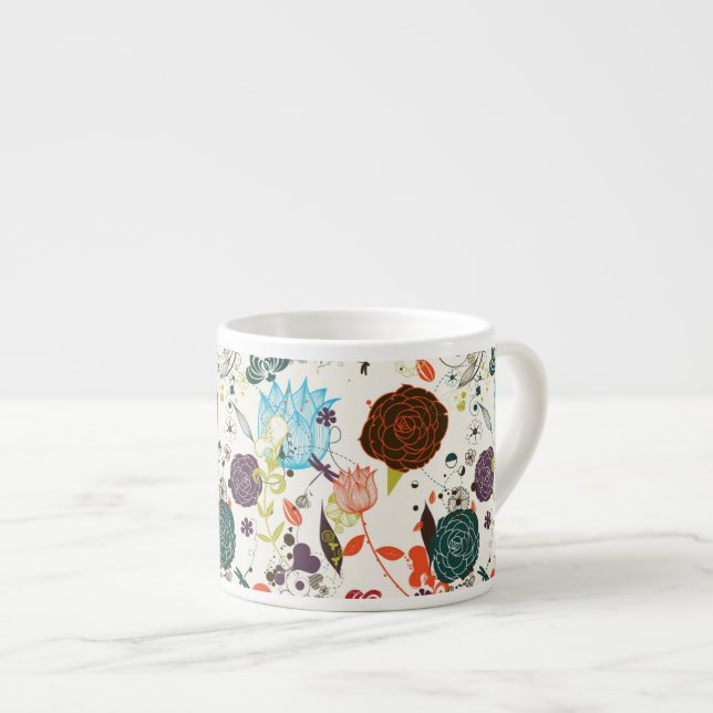Retro Floral Pattern 2 Espresso Cup (Front Right)
