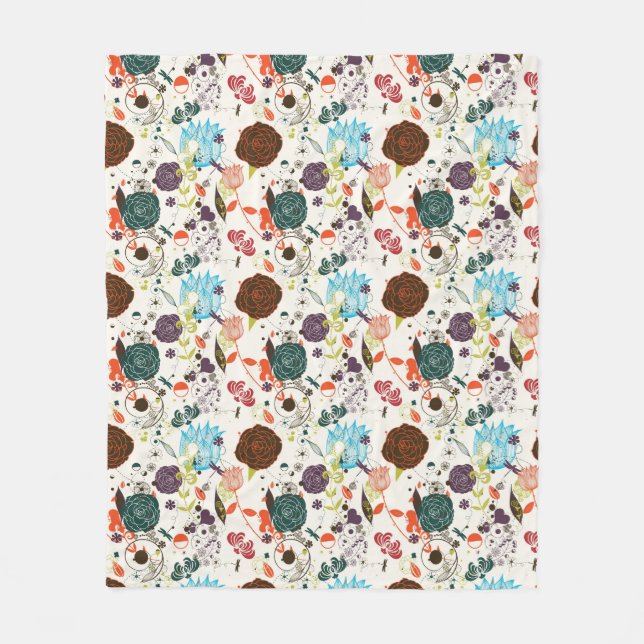 Retro Floral Pattern 2 Fleece Blanket (Front)