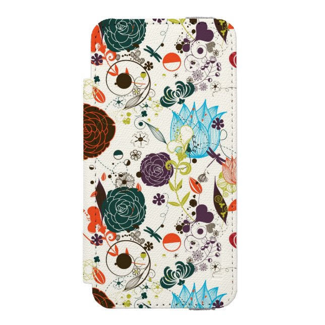 Retro Floral Pattern 2 Incipio iPhone Wallet Case (Folio Front)