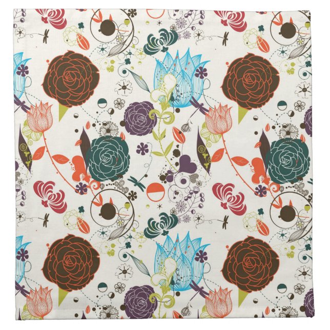 Retro Floral Pattern 2 Napkin (Front)