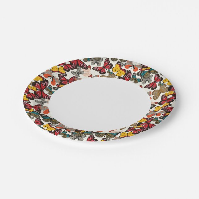 Retro floral pattern 2 paper plates (Angled)