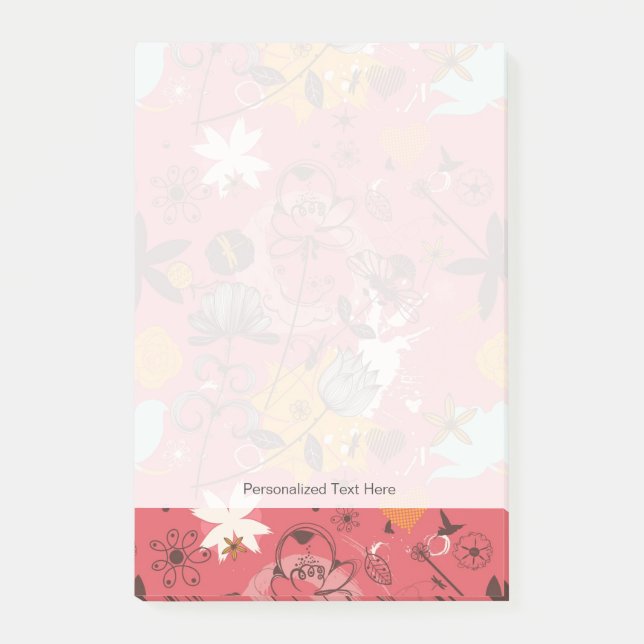 Retro floral pattern 2 post-it notes (Front)