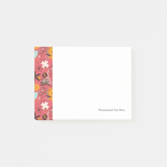 Retro floral pattern 2 post-it notes (Front)