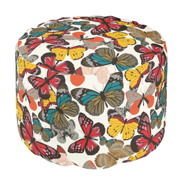 Retro floral pattern 2 pouf (Angled Front)