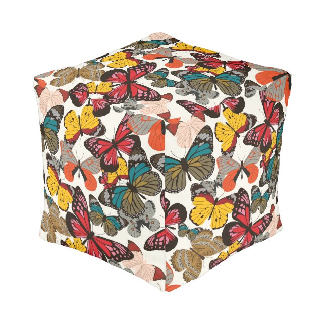 Retro floral pattern 2 pouf (Angled Front)