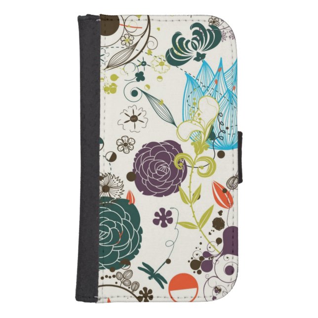 Retro Floral Pattern 2 Samsung Galaxy Wallet Case (Front)