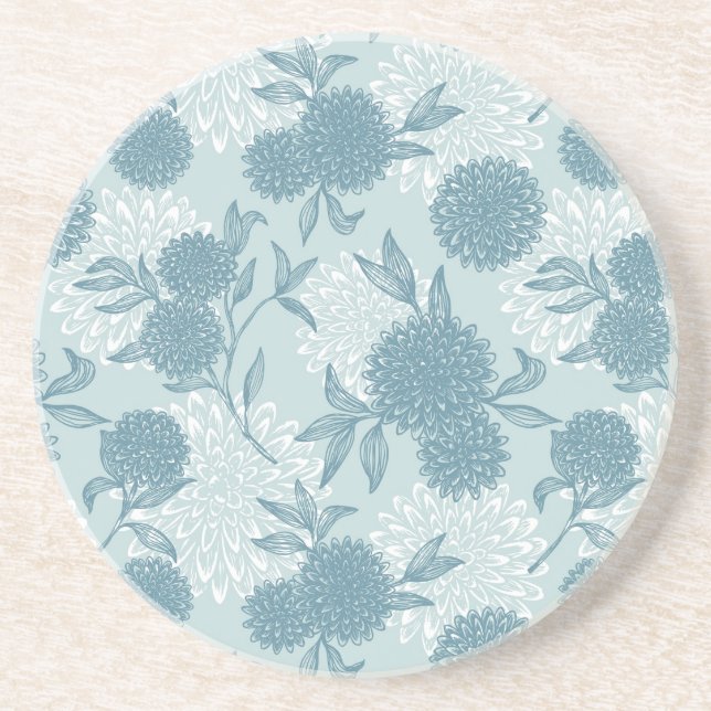 Retro Floral Pattern 2 Sandstone Coaster (Front)