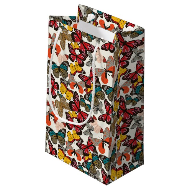 Retro floral pattern 2 small gift bag (Back Angled)