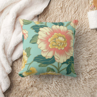 Retro Floral Pattern 2 Throw Pillow
