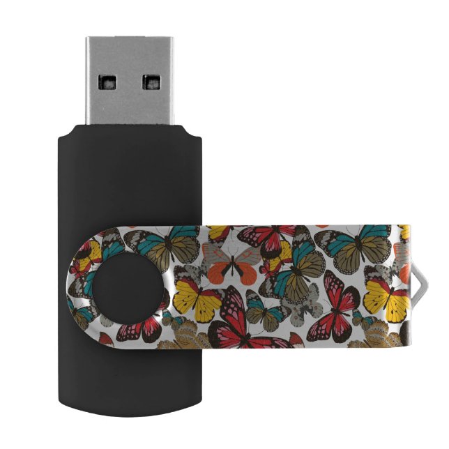Retro floral pattern 2 USB flash drive (Opened)