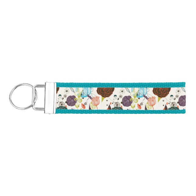 Retro Floral Pattern 2 Wrist Keychain (Keys on Left)