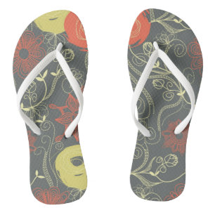 Retro floral pattern 3 flip flops