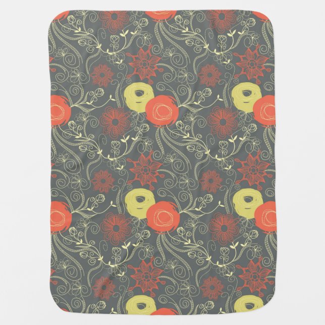 Retro floral pattern 3 swaddle blanket (Front)