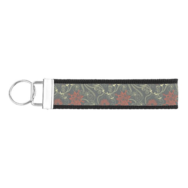 Retro floral pattern 3 wrist keychain (Keys on Left)