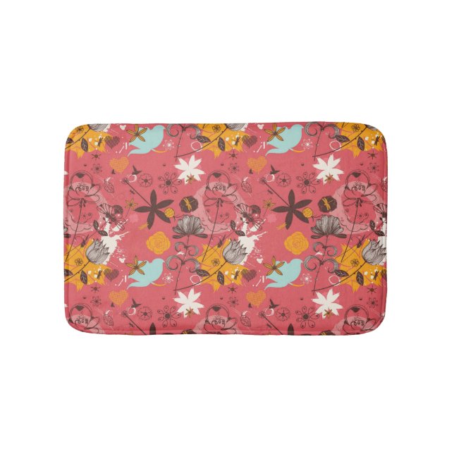 Retro floral pattern 4 bathroom mat (Front)