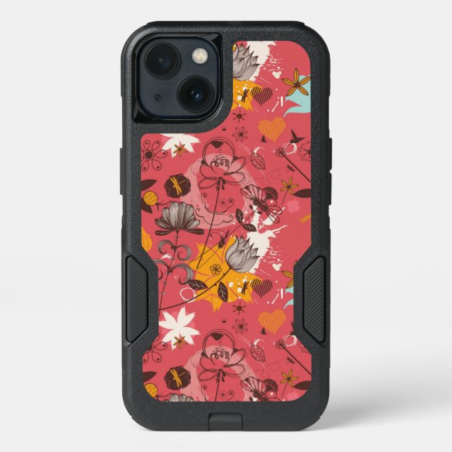Retro floral pattern 4 otterbox iPhone case (Back)