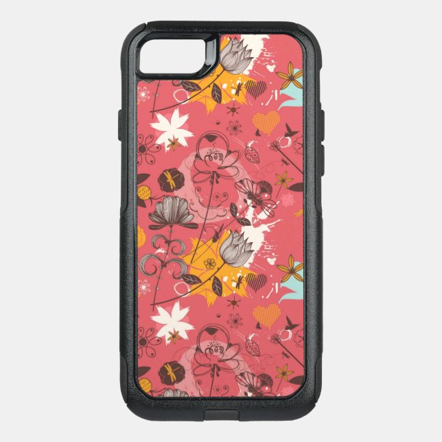 Retro floral pattern 4 otterbox iPhone case (Back)
