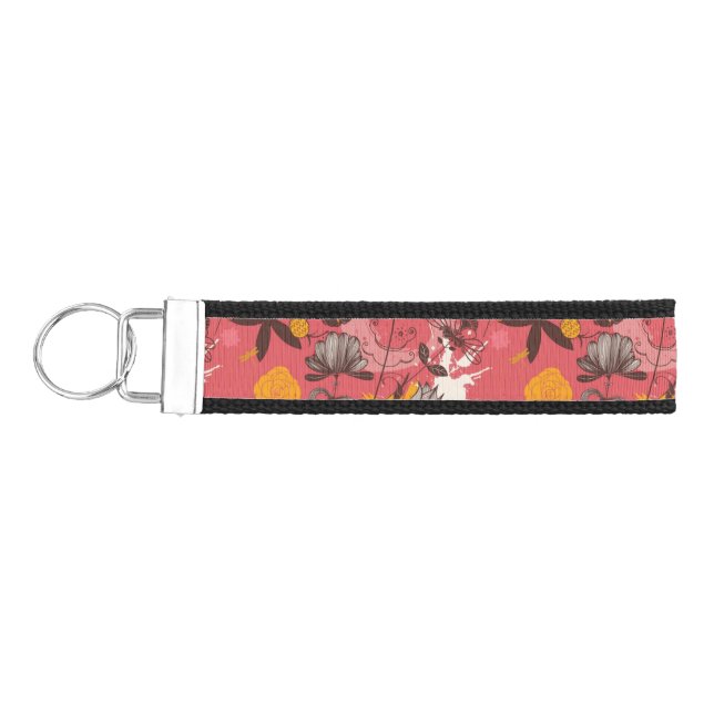 Retro floral pattern 4 wrist keychain (Keys on Left)