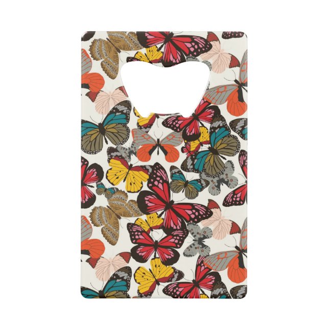 Retro floral pattern 5 credit card bottle opener (Front)