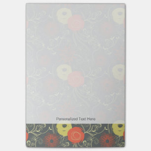 Retro floral pattern 6 post-it notes