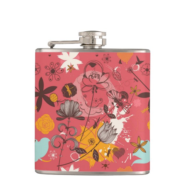Retro floral pattern 7 flask (Front)