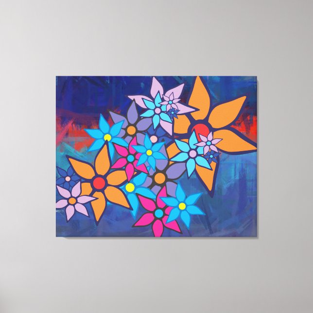Retro Floral Pattern | Abstract Painting Canvas Print (Front)