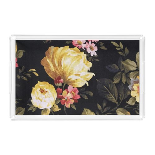 retro floral pattern acrylic tray