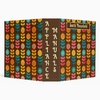 Retro Floral Pattern Appliance Manuals 3 Ring Binder