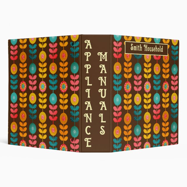 Retro Floral Pattern Appliance Manuals 3 Ring Binder (Background)