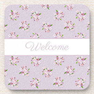 Retro floral pattern beverage coaster
