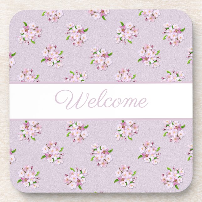 Retro floral pattern beverage coaster (Front)