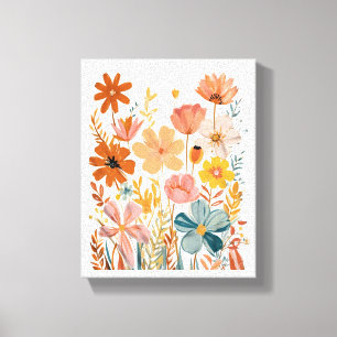 Retro Floral Pattern Canvas Print