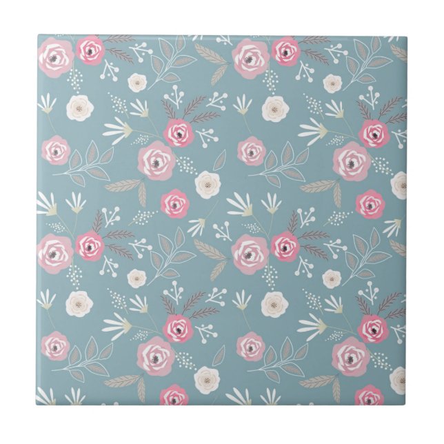 Retro floral pattern. ceramic tile (Front)