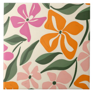 Retro floral pattern ceramic tile