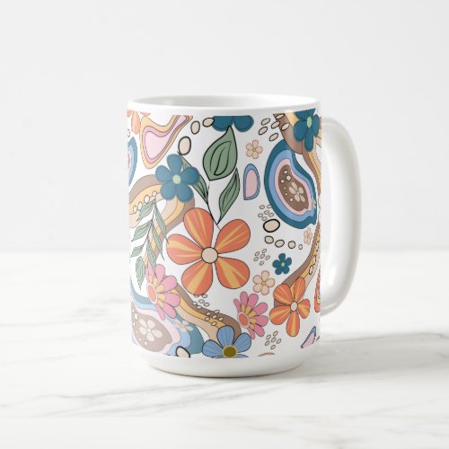 Retro Floral Pattern Coffee Mug