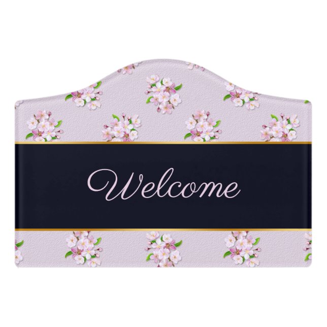 Retro floral pattern door sign (Small Crest Front)