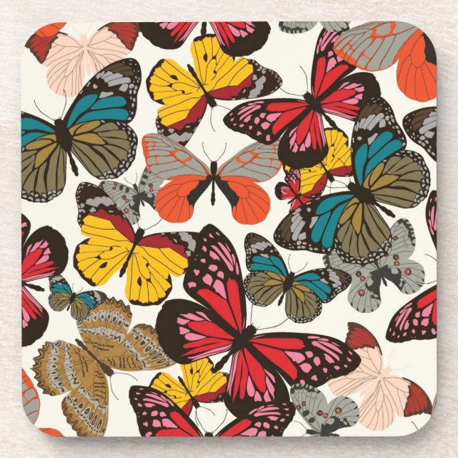 Retro floral pattern drink coaster (Front)