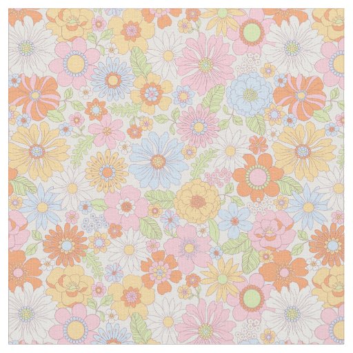 Retro Floral Pattern Fabric
