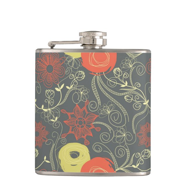 Retro floral pattern flask (Front)