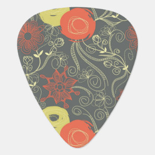 Retro floral pattern guitar pick