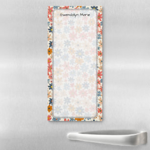 Retro Floral Pattern Illustration Personalized  Magnetic Notepad
