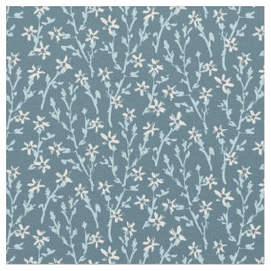 Retro floral pattern in boho style. Blue sakura. Fabric