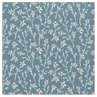 Retro floral pattern in boho style. Blue sakura. Fabric