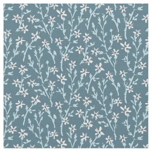Retro floral pattern in boho style. Blue sakura. Fabric