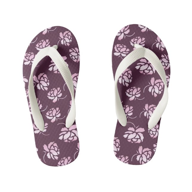 Retro floral pattern kid's flip flops (Footbed)