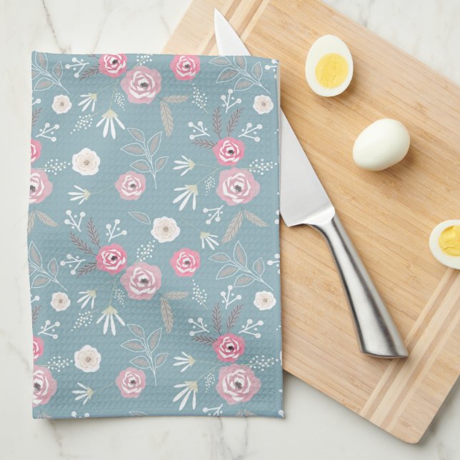 Retro floral pattern. kitchen towel (Quarter Fold)