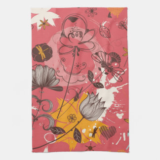 Retro floral pattern kitchen towel