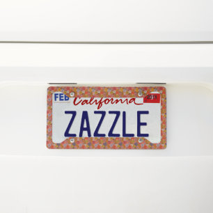 Retro Floral Pattern License Plate Frame