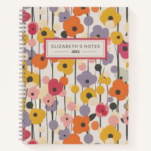 Retro Floral Pattern Monogram Journal