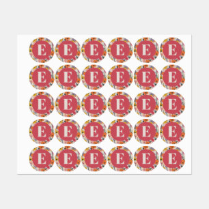 Retro Floral Pattern Monogram Kids' Labels